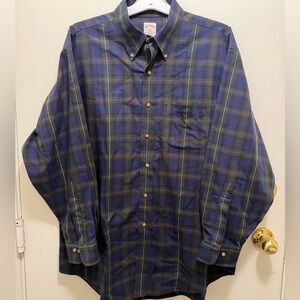 Brooks Brothers 346 Original Polo Men’s Plaid Button Down Shirt Size L Navy